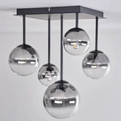 Plafonnier - Verre 10 cm, 12 cm, 15 cm Chehalis Clair, Fumé, 5 lumières