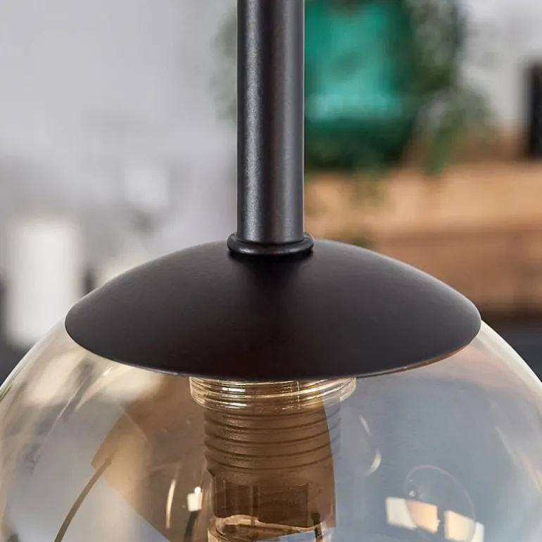 Plafonnier - Verre 10 cm, 12 cm, 15 cm Chehalis Écru, Noir, 5 lumières