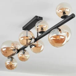Plafonnier - Verre 10 cm, 12 cm, 15 cm Chehalis Ambre, 10 lumières