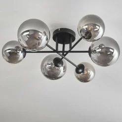 Plafonnier - Verre 12 cm, 15 cm Chehalis Fumé, 6 lumières