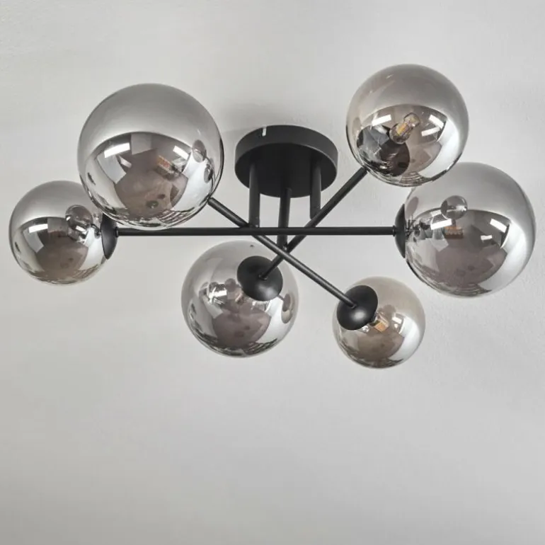 Plafonnier - Verre 12 cm, 15 cm Chehalis Fumé, 6 lumières