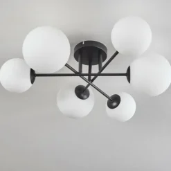 Plafonnier - Verre 12 cm, 15 cm Chehalis Blanc, 6 lumières