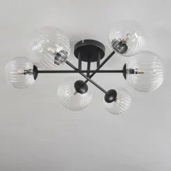 Plafonnier - Verre 12 cm, 15 cm Chehalis Clair, 6 lumières