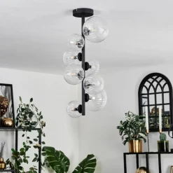 Plafonnier - Verre 10 cm, 12 cm, 15 cm Chehalis Clair, 8 lumières
