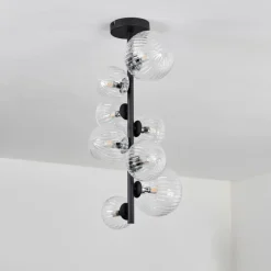 Plafonnier - Verre 10 cm, 12 cm, 15 cm Chehalis Clair, 8 lumières