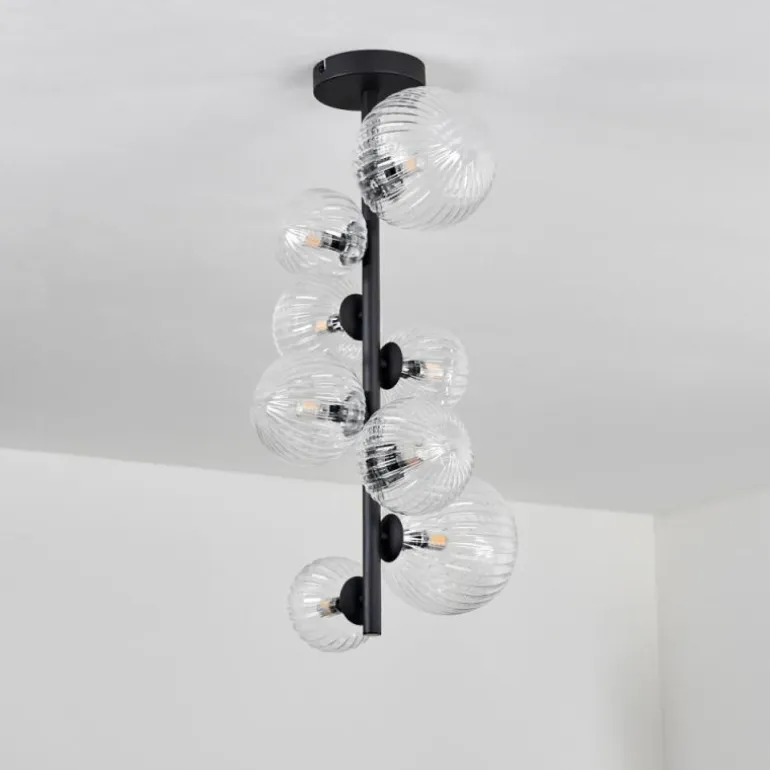 Plafonnier - Verre 10 cm, 12 cm, 15 cm Chehalis Clair, 8 lumières