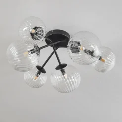 Plafonnier - Verre 12 cm, 15 cm Chehalis Clair, 6 lumières
