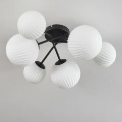 Plafonnier - Verre 12 cm, 15 cm Chehalis Blanc, 6 lumières