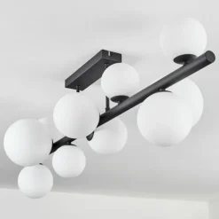 Plafonnier - Verre 10 cm, 12 cm, 15 cm Chehalis Blanc, 10 lumières