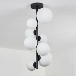 Plafonnier - Verre 10 cm, 12 cm, 15 cm Chehalis Blanc, 8 lumières