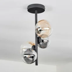 Plafonnier - Verre 10 cm, 12 cm Chehalis Ambre, Clair, Fumé, 4 lumières