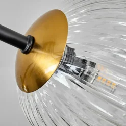 Plafonnier - Verre 12 cm, 15 cm Chehalis Or, Noir, 8 lumières