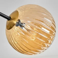 Plafonnier - Verre 12 cm, 15 cm Chehalis Or, Noir, 8 lumières