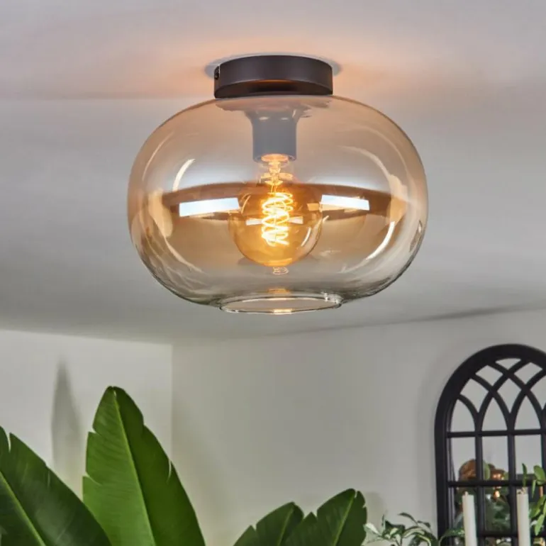 Plafonnier - Verre 30 cm Apedo Ambre, Clair, 1 lumière