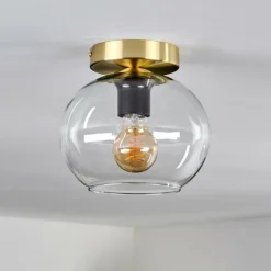 Plafonnier - Verre 20 cm Apedo Or, Noir, 1 lumière