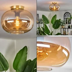 Plafonnier - Verre 30 cm Apedo Or, Noir, 1 lumière