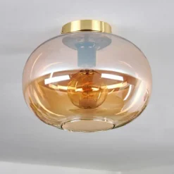 Plafonnier - Verre 30 cm Apedo Or, Noir, 1 lumière