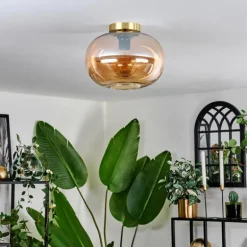 Plafonnier - Verre 30 cm Apedo Or, Noir, 1 lumière