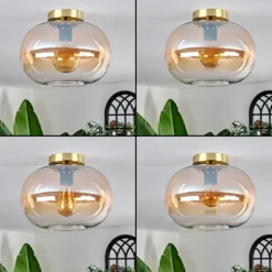 Plafonnier - Verre 30 cm Apedo Or, Noir, 1 lumière