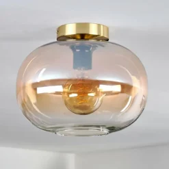 Plafonnier - Verre 30 cm Apedo Or, Noir, 1 lumière