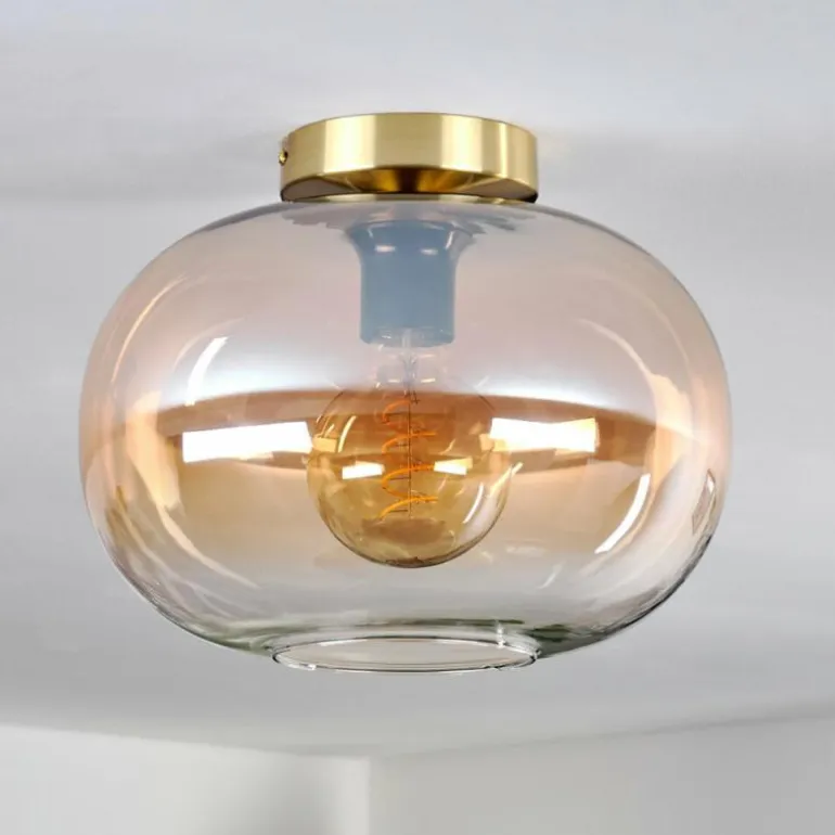 Plafonnier - Verre 30 cm Apedo Or, Noir, 1 lumière