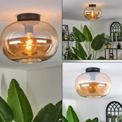 Plafonnier - Verre 30 cm Apedo Ambre, 1 lumière