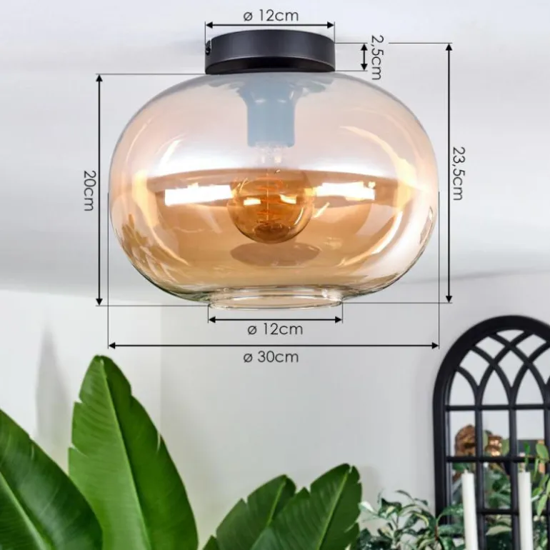Plafonnier - Verre 30 cm Apedo Ambre, 1 lumière