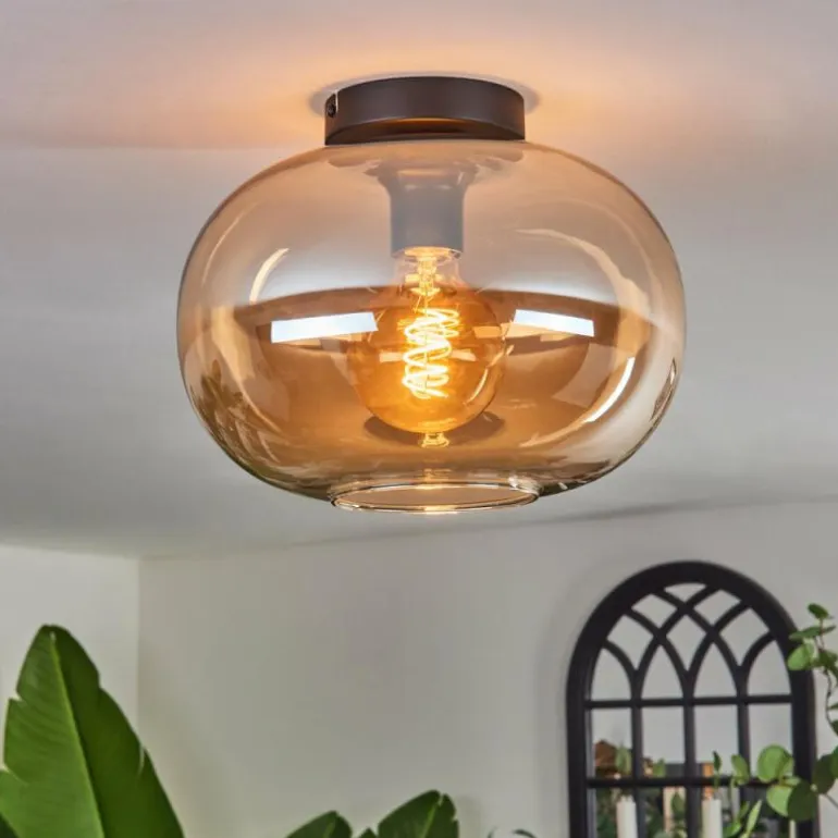 Plafonnier - Verre 30 cm Apedo Ambre, 1 lumière