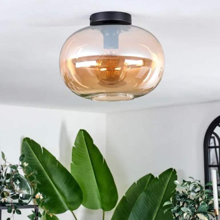 Plafonnier - Verre 30 cm Apedo Ambre, 1 lumière