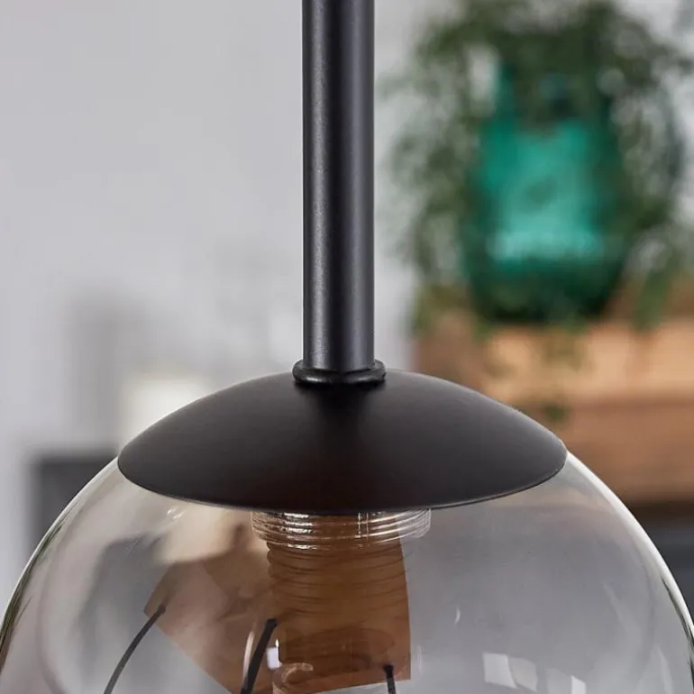 Plafonnier - Verre 10 cm Chehalis Écru, Noir, 5 lumières