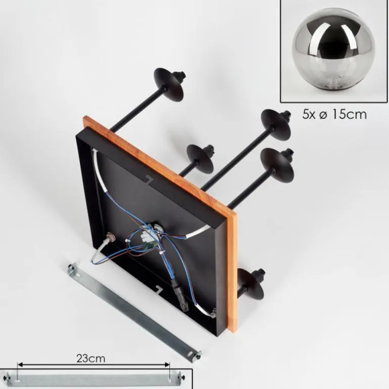 Plafonnier - Verre 15 cm Chehalis Écru, Noir, 5 lumières