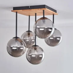 Plafonnier - Verre 15 cm Chehalis Écru, Noir, 5 lumières