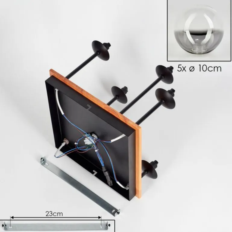 Plafonnier - Verre 10 cm Chehalis Écru, Noir, 5 lumières