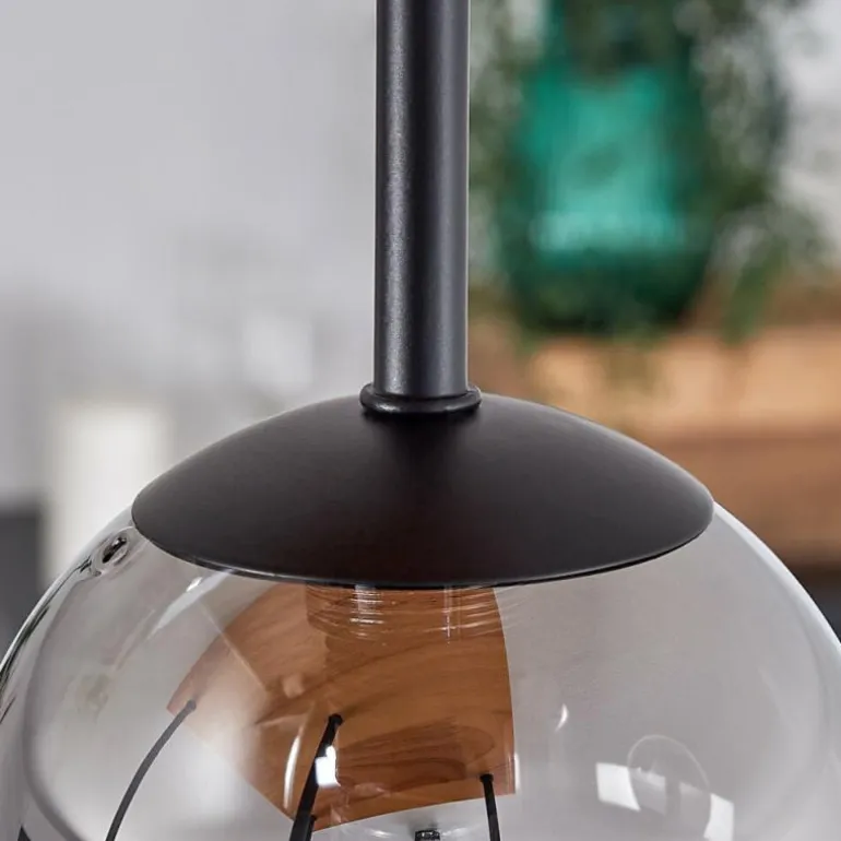 Plafonnier - Verre 10 cm Chehalis Écru, Noir, 5 lumières