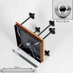 Plafonnier - Verre 12 cm Chehalis Écru, Noir, 5 lumières
