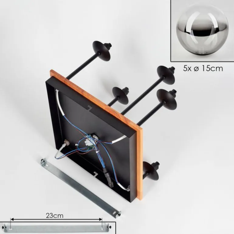 Plafonnier - Verre 15 cm Chehalis Écru, Noir, 5 lumières
