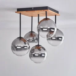Plafonnier - Verre 15 cm Chehalis Écru, Noir, 5 lumières