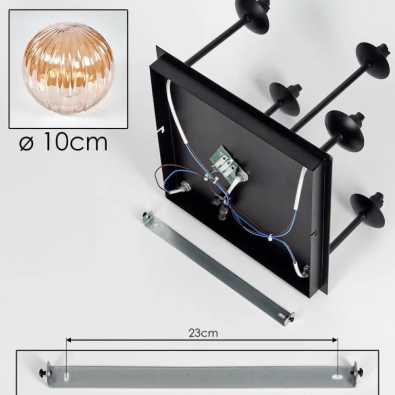 Plafonnier - Verre 10 cm Chehalis Ambre, 5 lumières
