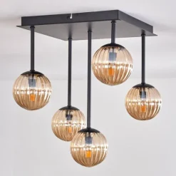 Plafonnier - Verre 10 cm Chehalis Ambre, 5 lumières