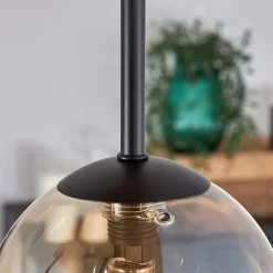 Plafonnier - Verre 12 cm Chehalis Écru, Noir, 5 lumières