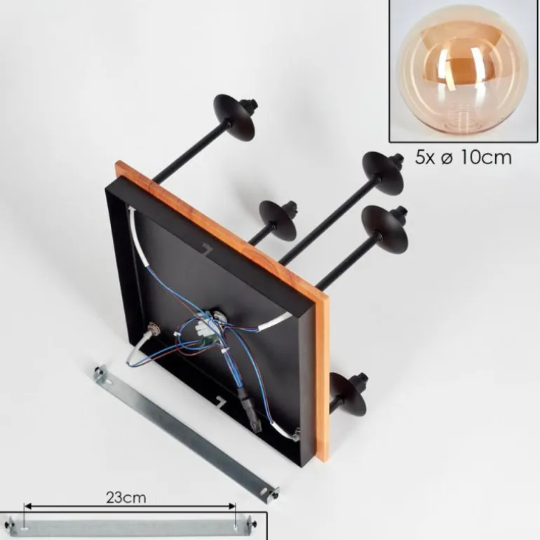 Plafonnier - Verre 10 cm Chehalis Écru, Noir, 5 lumières