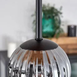 Plafonnier - Verre 10 cm Chehalis Écru, Noir, 5 lumières