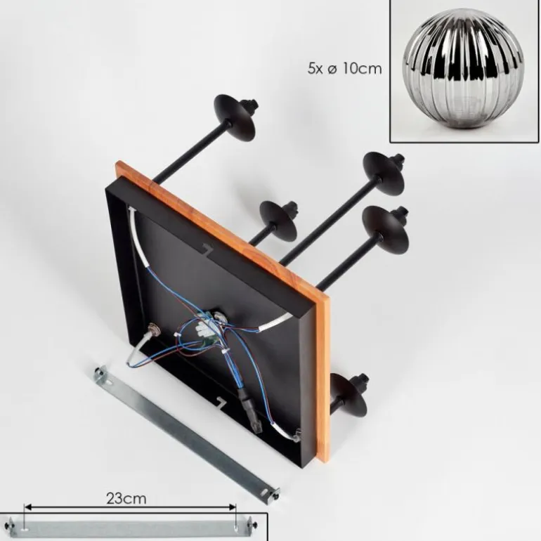 Plafonnier - Verre 10 cm Chehalis Écru, Noir, 5 lumières