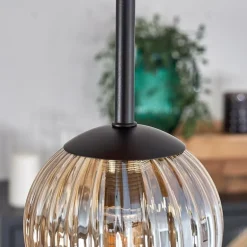 Plafonnier - Verre 12 cm Chehalis Écru, Noir, 5 lumières