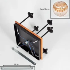 Plafonnier - Verre 12 cm Chehalis Écru, Noir, 5 lumières