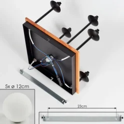 Plafonnier - Verre 12 cm Chehalis Écru, Noir, 5 lumières