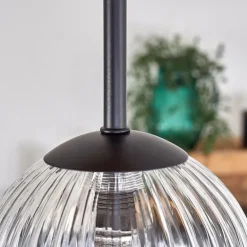 Plafonnier - Verre 12 cm Chehalis Écru, Noir, 5 lumières