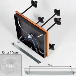 Plafonnier - Verre 12 cm Chehalis Écru, Noir, 5 lumières