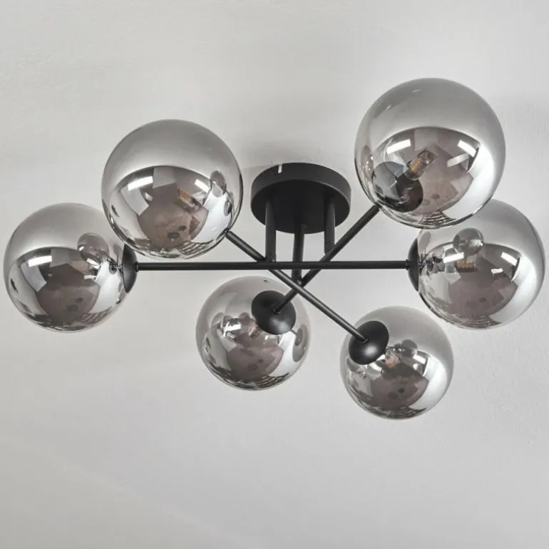 Plafonnier - Verre 15 cm Chehalis Fumé, 6 lumières