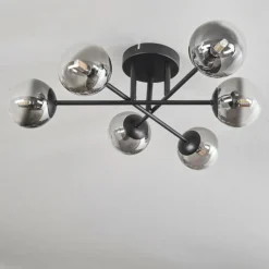 Plafonnier - Verre 10 cm Chehalis Clair, Fumé, 6 lumières